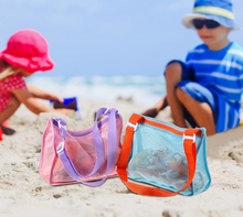 Load image into Gallery viewer, Set of 6- Kids mesh beach bag, Seashell bag, Sand toy storage bag, Kids beach bag
