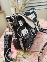 Load image into Gallery viewer, Raiders 2 Tone Crossbody, Raiders shoulder bag, Las Vegas Raiders bag, Raiders purse, Raiders messenger bag
