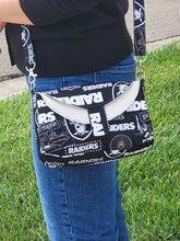 Load image into Gallery viewer, Raiders 2 Tone Crossbody, Raiders shoulder bag, Las Vegas Raiders bag, Raiders purse, Raiders messenger bag
