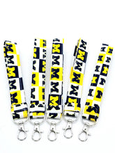 Load image into Gallery viewer, University of Michigan Key chain, Michigan Key Fob, Wolverine Key Chain, Michigan Wristlet
