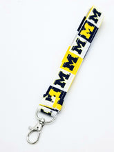 Load image into Gallery viewer, University of Michigan Key chain, Michigan Key Fob, Wolverine Key Chain, Michigan Wristlet
