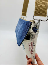 Load image into Gallery viewer, Jean Flap Crossbody Bag, Denim Front Flap Bag, Jean Denim Bag, Canvas Crossbody
