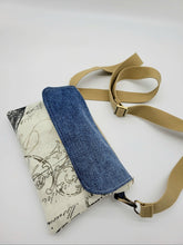 Load image into Gallery viewer, Jean Flap Crossbody Bag, Denim Front Flap Bag, Jean Denim Bag, Canvas Crossbody
