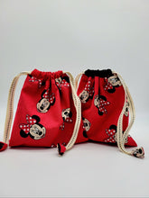 Load image into Gallery viewer, Set of 2 - Minnie Mouse Drawstring pouch, Minnie Mouse Makeup Pouch, Minnie Mouse Bag, Disney bag, Mickey &amp; Minnie Mouse bag
