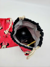 Load image into Gallery viewer, Set of 2 - Minnie Mouse Drawstring pouch, Minnie Mouse Makeup Pouch, Minnie Mouse Bag, Disney bag, Mickey &amp; Minnie Mouse bag
