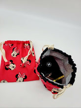 Load image into Gallery viewer, Set of 2 - Minnie Mouse Drawstring pouch, Minnie Mouse Makeup Pouch, Minnie Mouse Bag, Disney bag, Mickey &amp; Minnie Mouse bag
