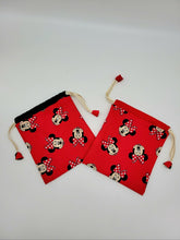 Load image into Gallery viewer, Set of 2 - Minnie Mouse Drawstring pouch, Minnie Mouse Makeup Pouch, Minnie Mouse Bag, Disney bag, Mickey &amp; Minnie Mouse bag
