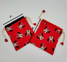 Load image into Gallery viewer, Set of 2 - Minnie Mouse Drawstring pouch, Minnie Mouse Makeup Pouch, Minnie Mouse Bag, Disney bag, Mickey &amp; Minnie Mouse bag
