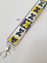 Load image into Gallery viewer, University of Michigan Key chain, Michigan Key Fob, Wolverine Key Chain, Michigan Wristlet
