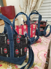 Load image into Gallery viewer, 49ers Denim bag, 49ers Jean Bag, 49ers Mini Tote Bag, 49ers Mini Crossbody, 49ers Denim Crossbody, 49ers bag
