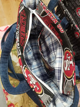 Load image into Gallery viewer, 49ers Denim bag, 49ers Jean Bag, 49ers Mini Tote Bag, 49ers Mini Crossbody, 49ers Denim Crossbody, 49ers bag
