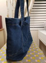 Load image into Gallery viewer, Denim Jean Tote Bag, Denim Tote Bag, Jean Tote Bag, Denim Medium-sized shoulder bag, J
