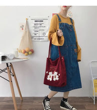 Load image into Gallery viewer, Corduroy Shoulder Bag, Corduroy School Bag, Cute Eco Bag
