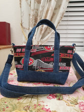 Load image into Gallery viewer, 49ers Denim bag, 49ers Jean Bag, 49ers Mini Tote Bag, 49ers Mini Crossbody, 49ers Denim Crossbody, 49ers bag
