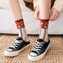 Load image into Gallery viewer, Retro Style Flower/Stripe Colorful Socks
