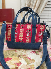 Load image into Gallery viewer, 49ers Denim bag, 49ers Jean Bag, 49ers Mini Tote Bag, 49ers Mini Crossbody, 49ers Denim Crossbody, 49ers bag
