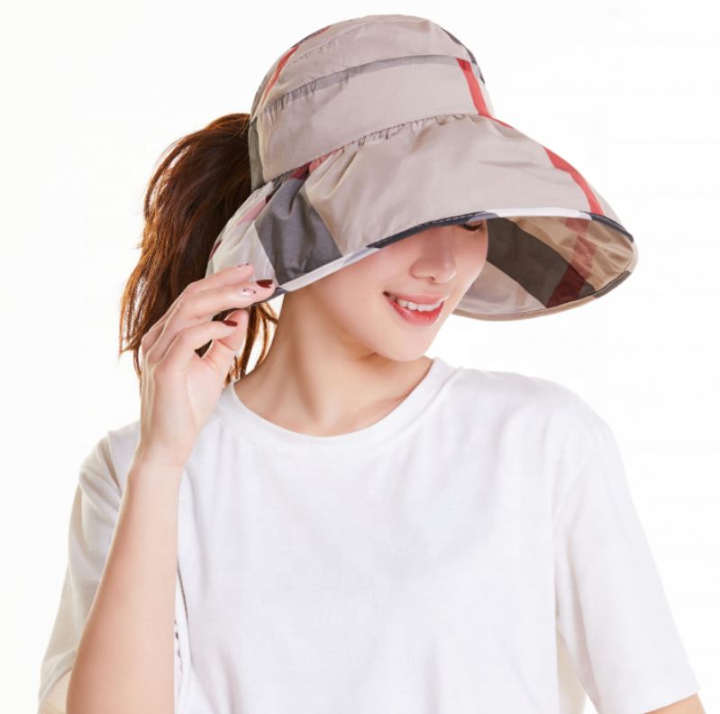 Women Plaid Sun Hat