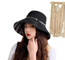 Load image into Gallery viewer, Plaid Bucket, Checked Pattern Hat, Bucket Sun Hat, Hat with Detachable String
