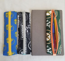 Load image into Gallery viewer, Pencil Case with band for Journal, Planner, Warriors pencil case, A&#39;s pencil case, Raiders pencil case
