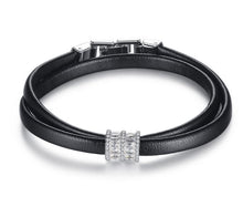 Load image into Gallery viewer, Leather Double Strapped Bracelet with Charm
