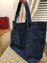 Load image into Gallery viewer, Denim Jean Tote Bag, Denim Tote Bag, Jean Tote Bag, Denim Medium-sized shoulder bag, J
