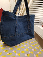 Load image into Gallery viewer, Denim Jean Tote Bag, Denim Tote Bag, Jean Tote Bag, Denim Medium-sized shoulder bag, J
