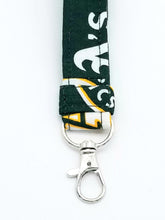 Load image into Gallery viewer, Wristlet, Key chains, Key fob, Warriors key chain, A&#39;s key chain, 49ers key chain, Raiders key chain
