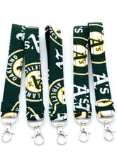 Load image into Gallery viewer, Wristlet, Key chains, Key fob, Warriors key chain, A&#39;s key chain, 49ers key chain, Raiders key chain
