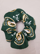 Load image into Gallery viewer, 49ers, Warriors, Oakland A&#39;s, Raiders, Hair Scrunchies, Hair Bun, Hair ties
