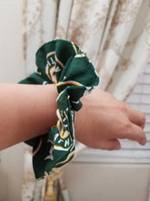 Load image into Gallery viewer, 49ers, Warriors, Oakland A&#39;s, Raiders, Hair Scrunchies, Hair Bun, Hair ties
