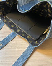 Load image into Gallery viewer, Jean Tumbler bag, Denim bag, Jean school bag, Denim shoulder bag, Tumbler holder, Denim Jean bag
