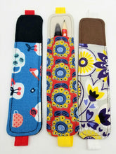 Load image into Gallery viewer, Bookmark pencil case, Bookmark pen holder, Bookmark band, Pencil case band, Fabric bookmark, Cotton bookmark
