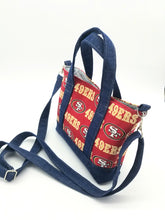 Load image into Gallery viewer, 49ers bag, 49ers Crossbody, 49ers tote, 49ers denim bag, Crossbody bag, Denim bag
