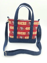 Load image into Gallery viewer, 49ers bag, 49ers Crossbody, 49ers tote, 49ers denim bag, Crossbody bag, Denim bag
