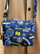 Load image into Gallery viewer, University of Michigan Crossbody Bag, Wolverines Crossbody bag, Michigan Messenger Bag
