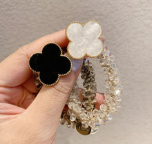 Load image into Gallery viewer, Sparkling Four Leaf Clover Hair Ties, Clover Hair Ties
