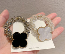 Load image into Gallery viewer, Sparkling Four Leaf Clover Hair Ties, Clover Hair Ties
