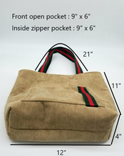 Load image into Gallery viewer, Corduroy shoulder bag, Corduroy bag, Diaper bag, Christmas Gift, Corduroy school bag
