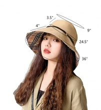 Load image into Gallery viewer, Plaid Bucket, Checked Pattern Hat, Bucket Sun Hat, Hat with Detachable String
