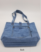 Load image into Gallery viewer, Jean Tumbler bag, Denim bag, Jean school bag, Denim shoulder bag, Tumbler holder, Denim Jean bag
