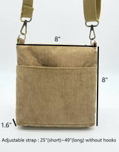 Load image into Gallery viewer, Corduroy crossbody bag, Corduroy messenger bag, Corduroy handbag
