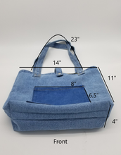 Load image into Gallery viewer, Jean Tumbler bag, Denim bag, Jean school bag, Denim shoulder bag, Tumbler holder, Denim Jean bag
